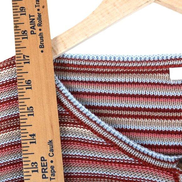 Lush Sweater Henley | Women’s Amber Taupe Multi Striped Cropped Knit Top Size M - Picture 5 of 7